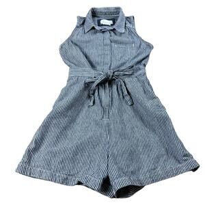 ANTHROPOLOGIE Blue White Striped Shorts Romper Women's Size 0 Nautical Preppy